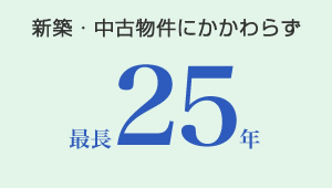 新築・中古物件にかかわらず最長25年